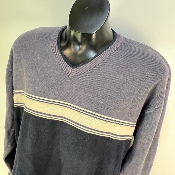 Vintage GAP Cotton Sweater Blue Stripe - Picture 2 of 6